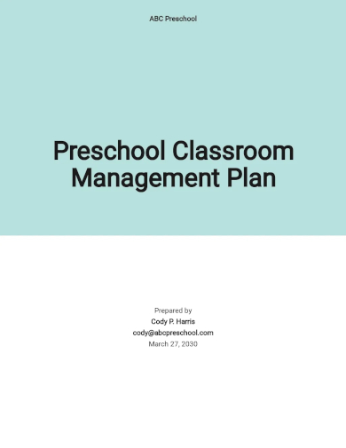 preschool classroom management plan template