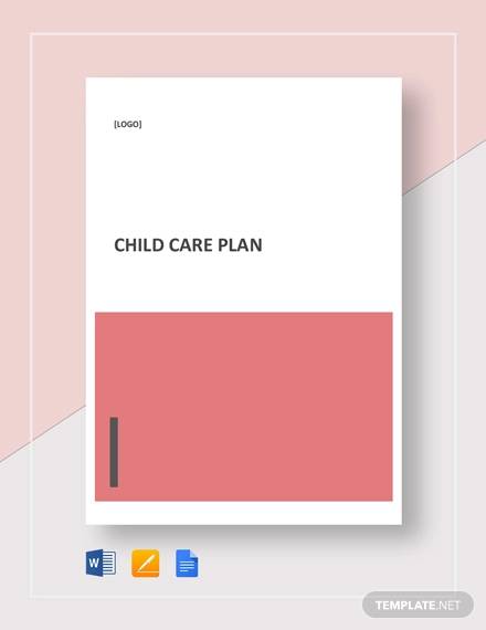 sample child care plan