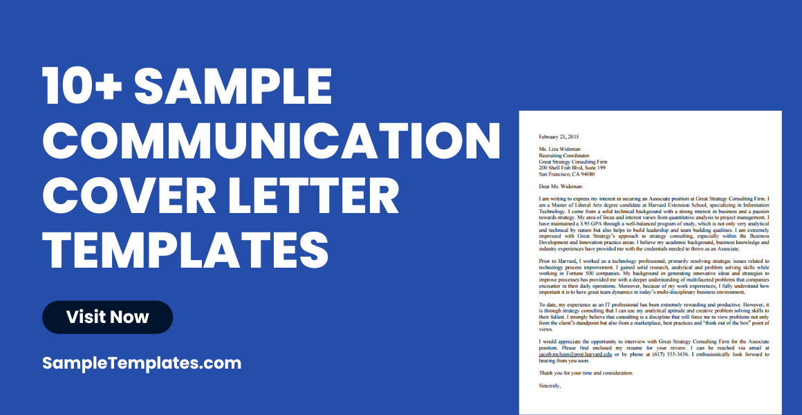 sample communication cover letter templates