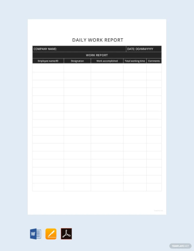 sample daily work report template1