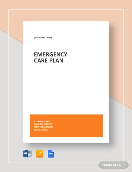 sample emergency care plan template