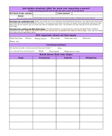 simple job safety analysis template