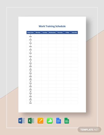 work training schedule template