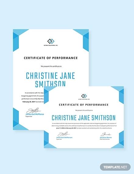 best performance certificate