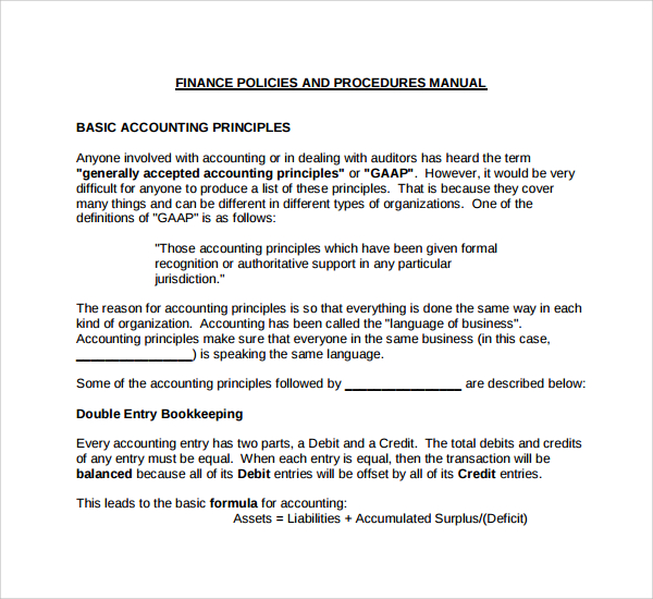 FREE 6  Sample Accounting Manual Templates in PDF MS Word