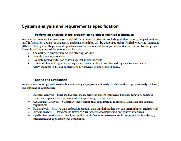 system analysis and requirement