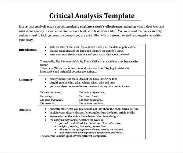 format for critical essay