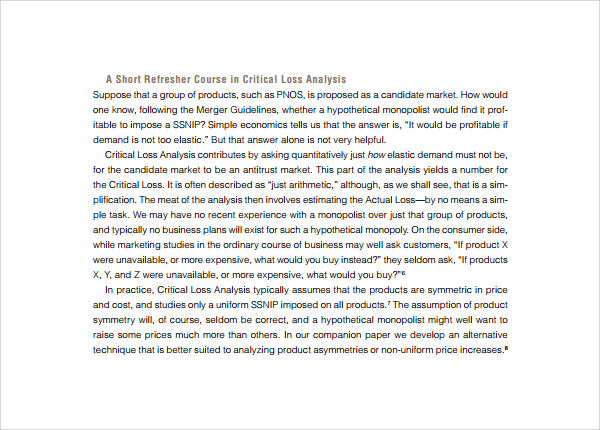 critical loss analysis