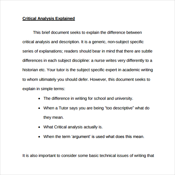 critical analysis essay format