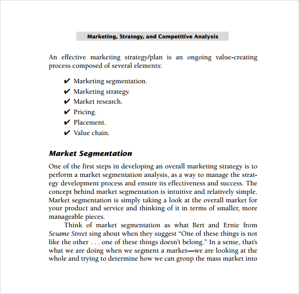 marketing competitor analysis template