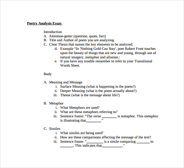poetry analysis essay template
