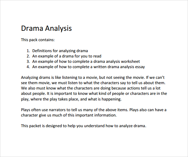 Drama Character Analysis Template