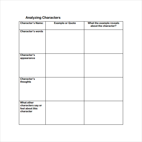 FREE 8+ Sample Character Analysis Templates in PDF MS Word