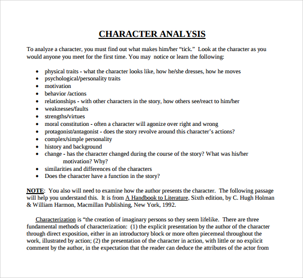 character analysis essay example college