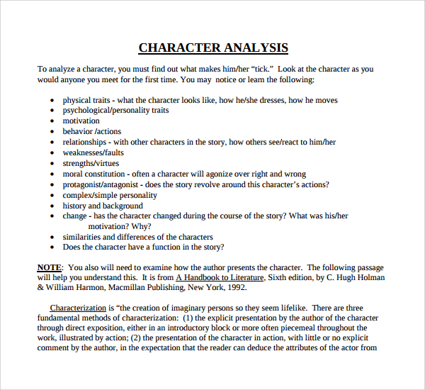 FREE 8 Sample Character Analysis Templates In PDF MS Word