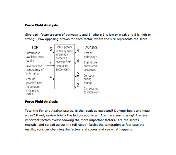 7 Force Field Analysis Templates To Download | Sample Templates