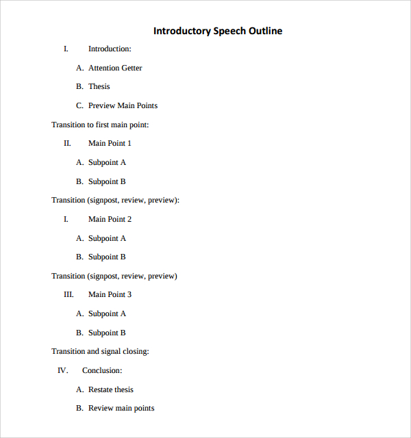 introduction speech outline example