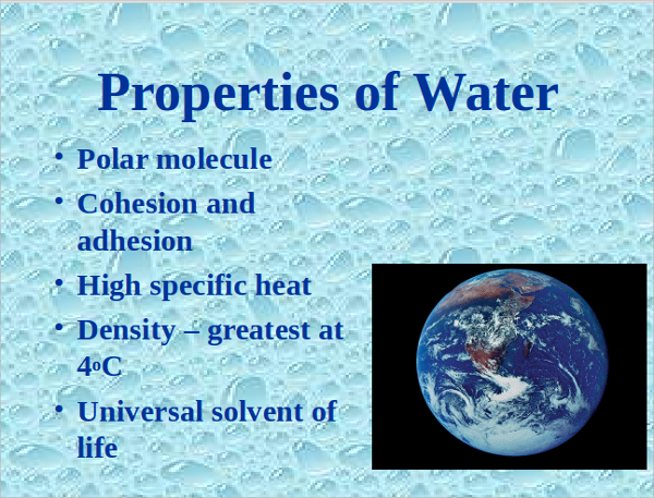 water properties powerpoint template