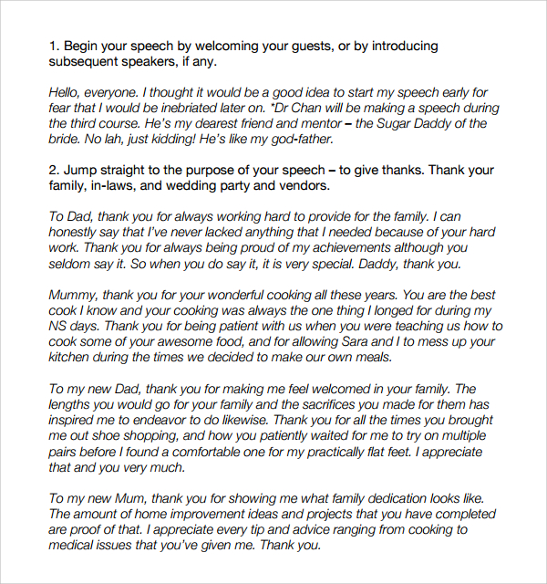 wedding speeches example template