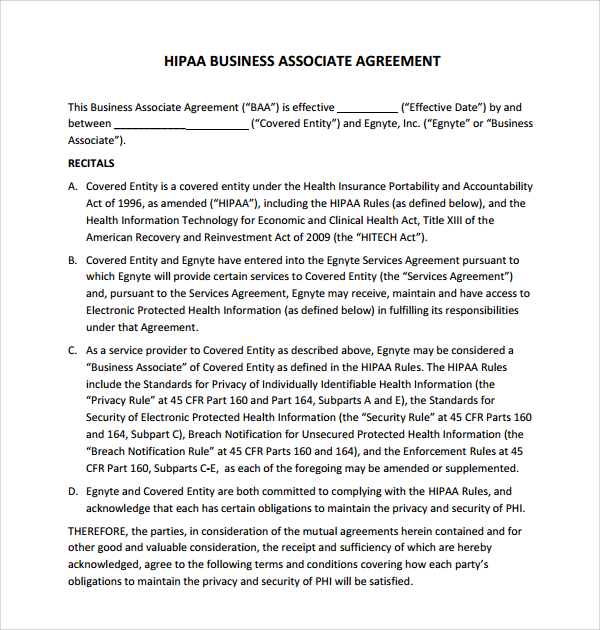 hipaa business associate agreement