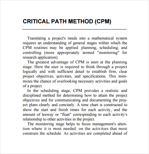 Sample Critical Path Method Template - 9+ Free Documents in PDF