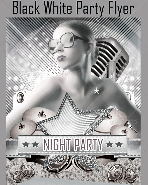 photoshop psd black and white flyer