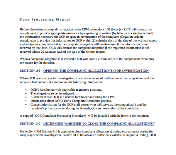 case processing manual