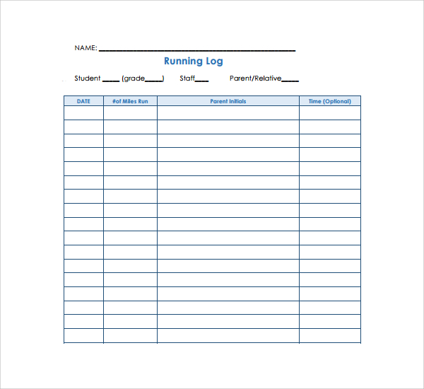 simple running log template%ef%bb%bf