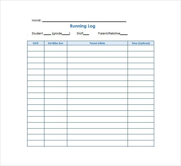 FREE 9+ Sample Running Log Templates in PDF