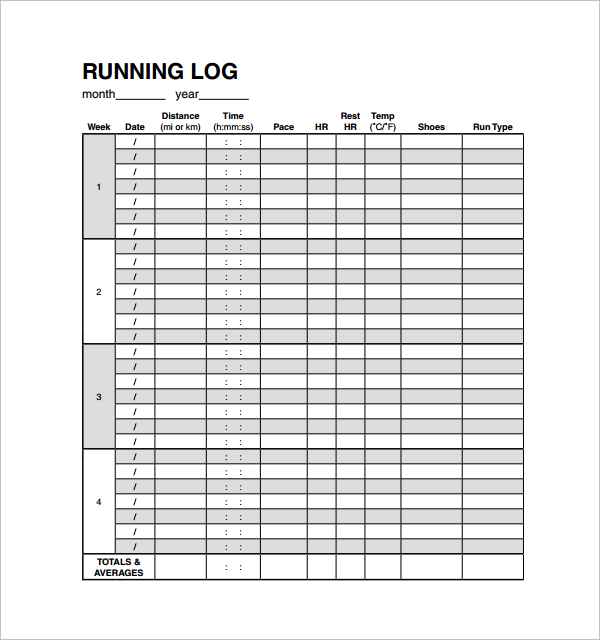 FREE 9 Sample Running Log Templates In PDF