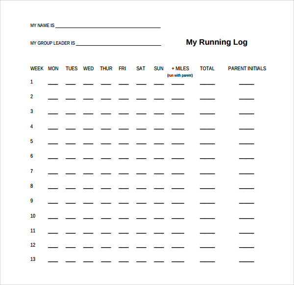 my running log template%ef%bb%bf