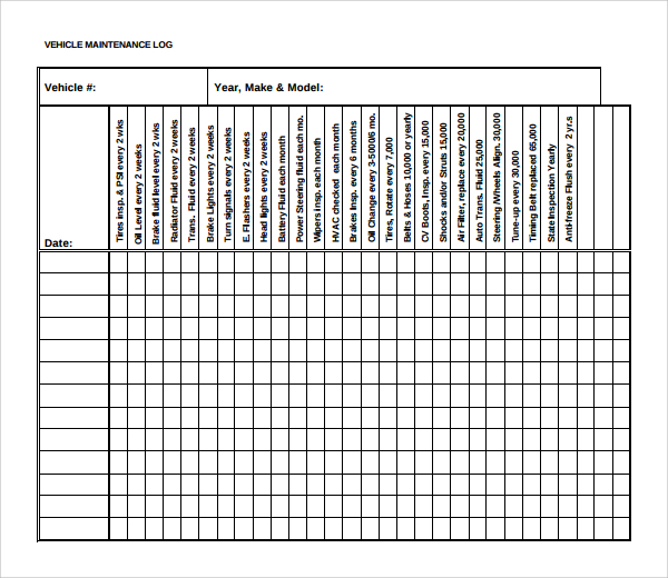 Free Sample Maintenance Log Templates In Pdf Ms Word Pages Google Docs