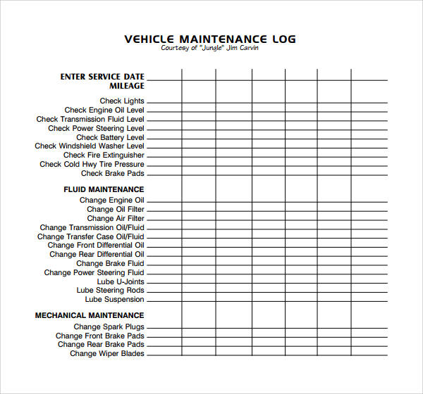 FREE 14+ Sample Maintenance Log Templates in PDF | MS Word | Pages ...