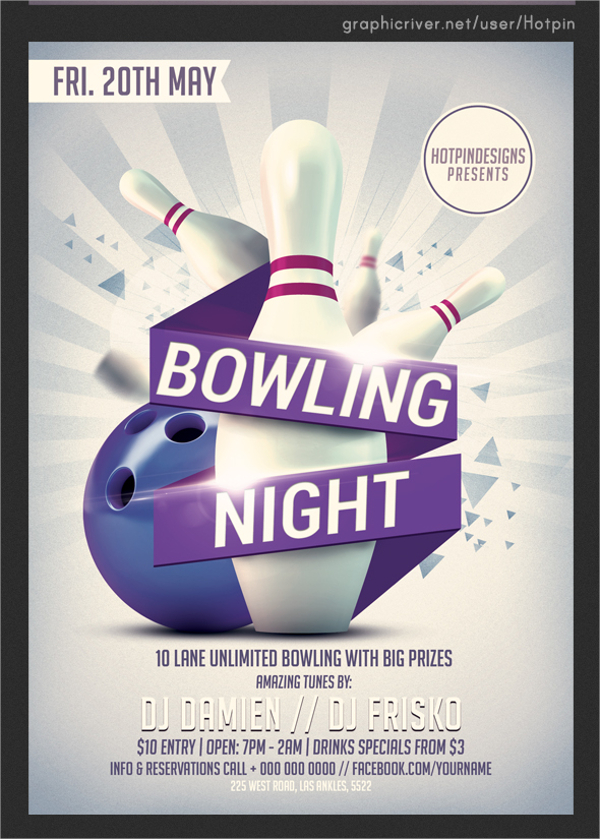 psd file format bowling flyer template