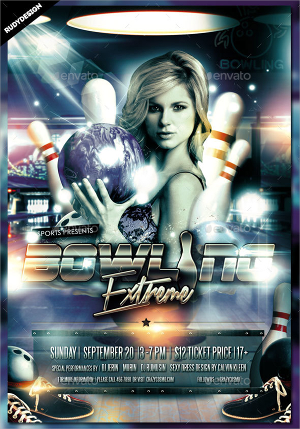editable bowling flyer template