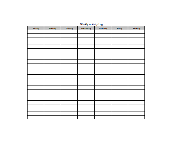 weekly activity log template