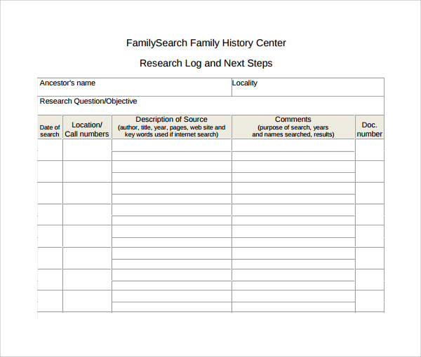 FREE 8+ Sample Research Log Templates in PDF MS Word