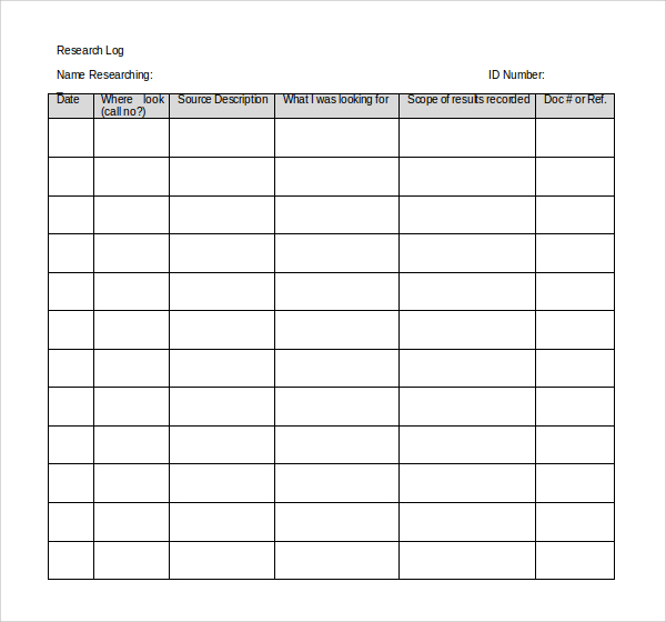 research log template doc