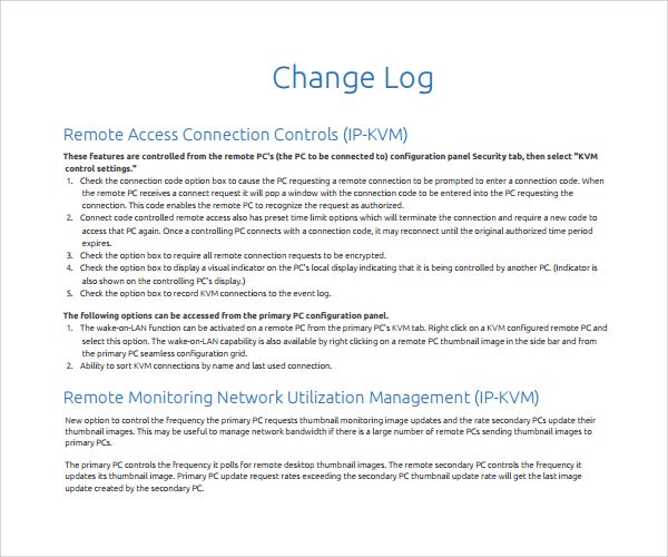 Change Log Templates 10  Free Printable Word Excel PDF Formats