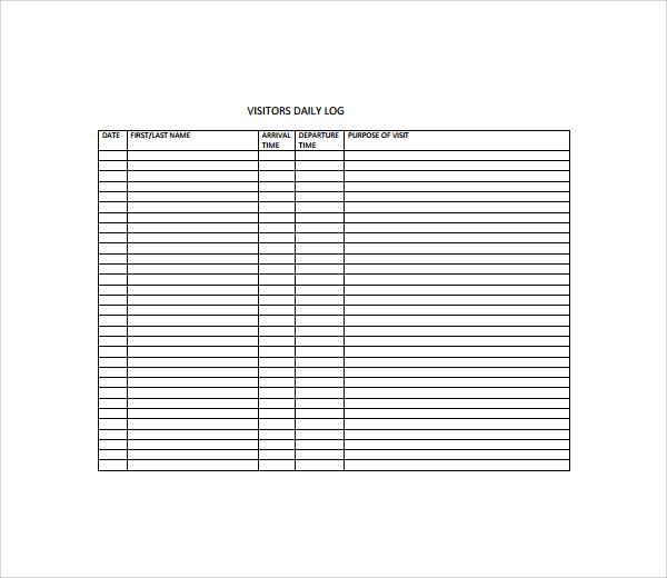 9+ Visitors Log Templates – PDF, Word | Sample Templates