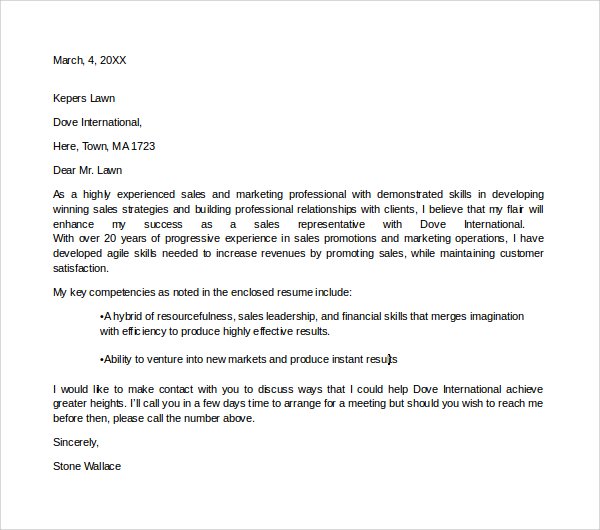 sales and marketing assistant cover letter