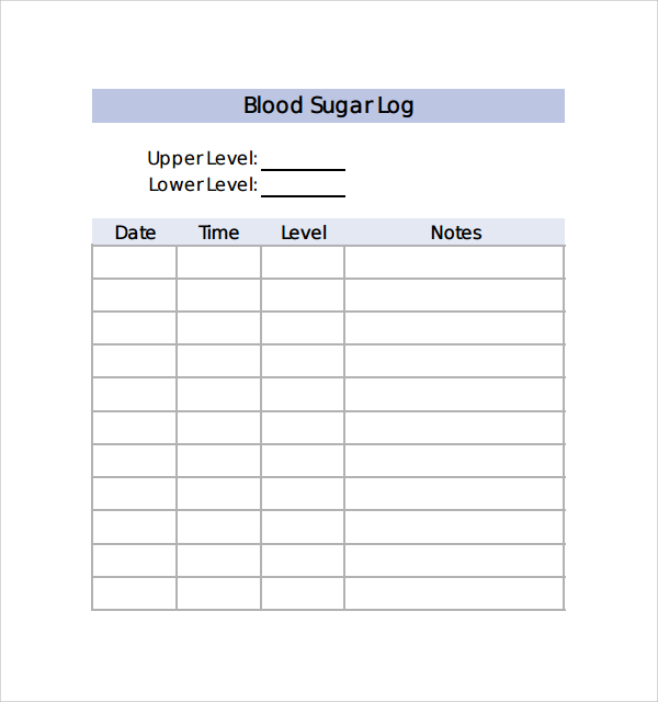 sample blood sugar log