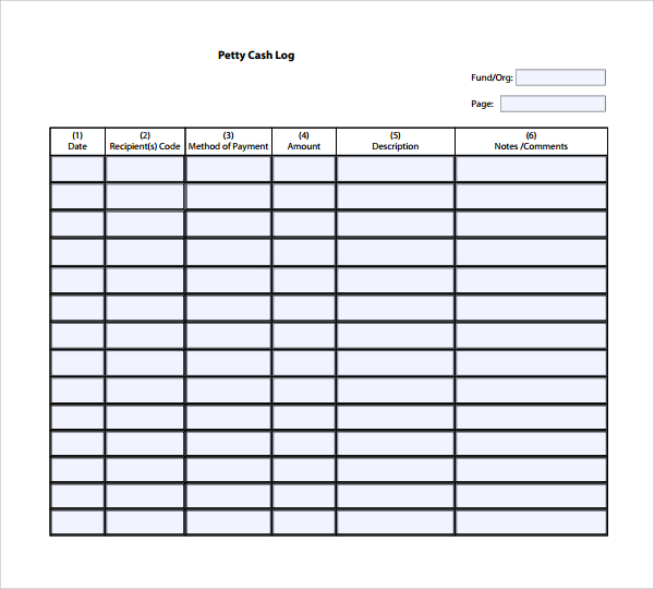 Free 8+ sample petty cash log templates in pdf | ms word.