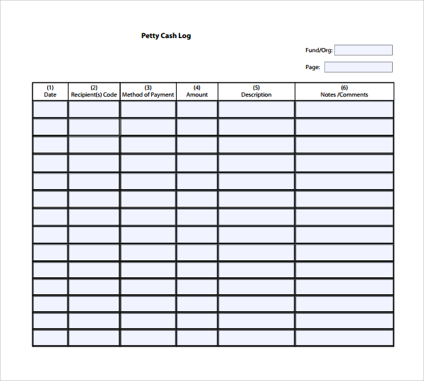 petty cash receipt template excel