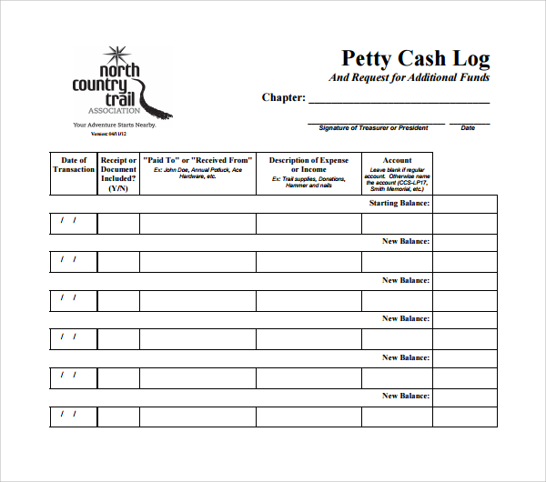 FREE 8+ Sample Petty Cash Log Templates in PDF | MS Word