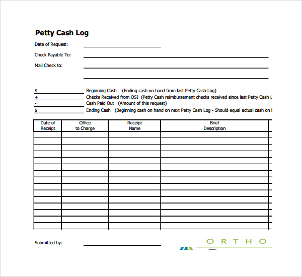 petty cash log template