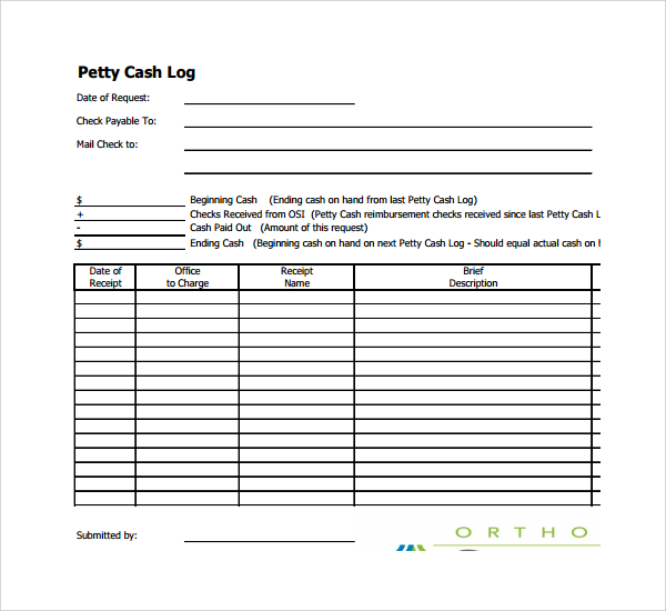 8 petty cash log templates to download sample templates