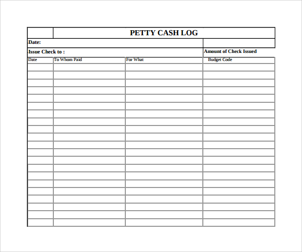 Sample Petty Cash Log Template - 9+ Free Documents in PDF, Word