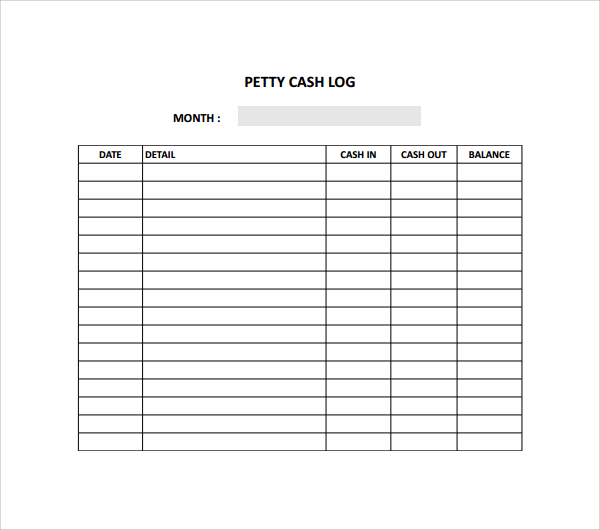 FREE 8+ Sample Petty Cash Log Templates in PDF MS Word