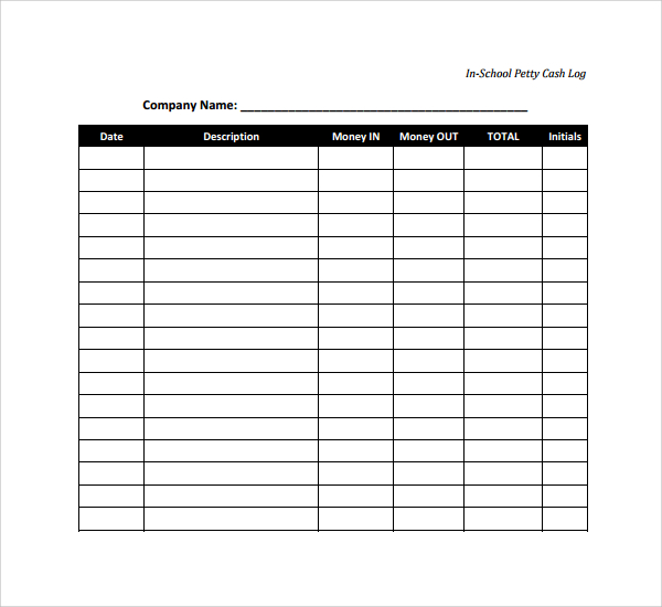 8 Petty Cash Log Templates to Download | Sample Templates